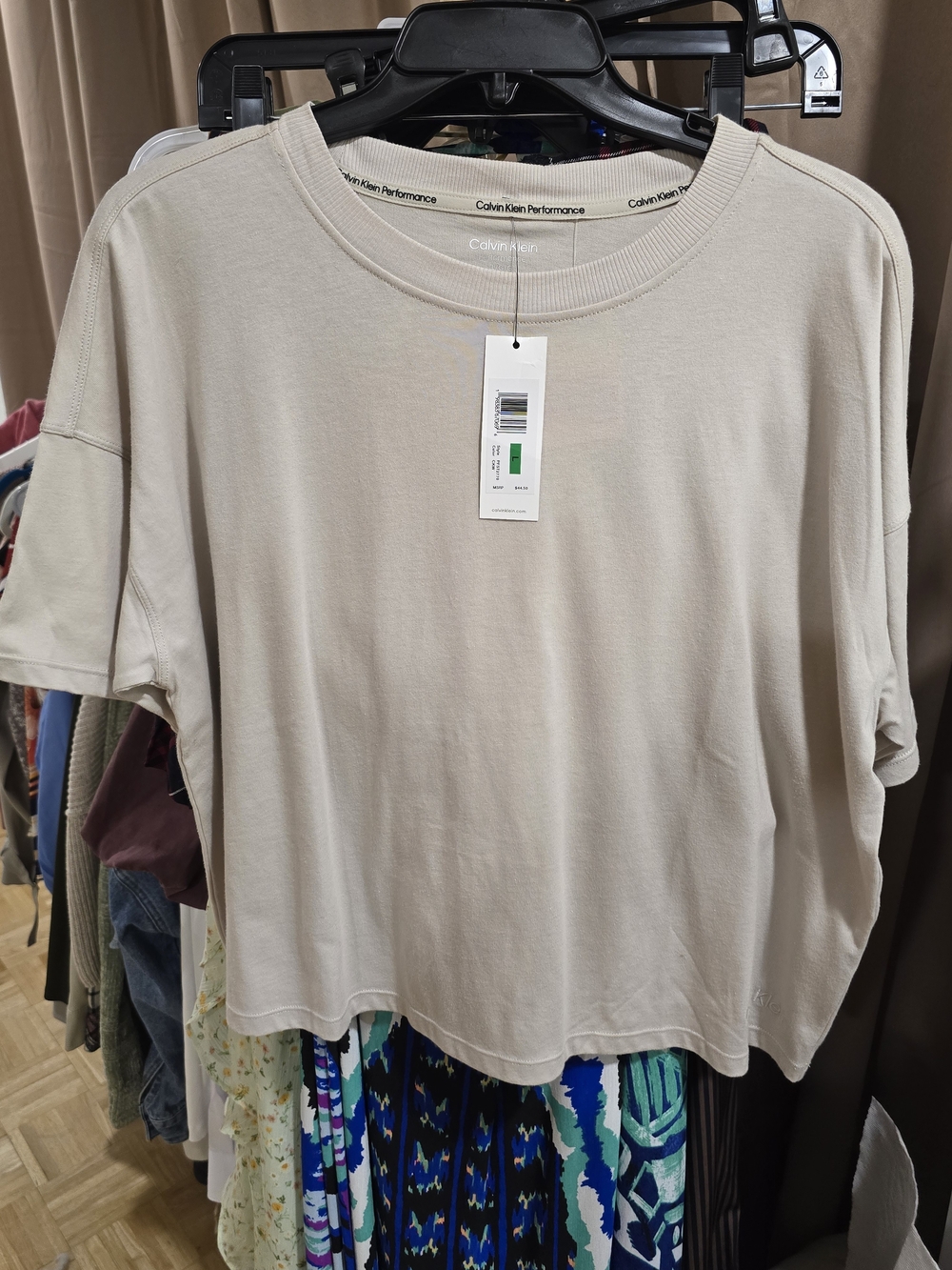 Calvin Klein Beige Boxy Short Sleeve Crewneck Tee